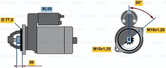 BOSCH 0 986 016 001 - Starter autospares.lv