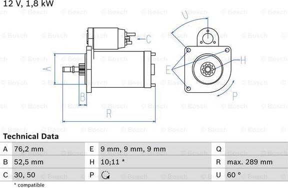 BOSCH 0 986 016 190 - Starter autospares.lv