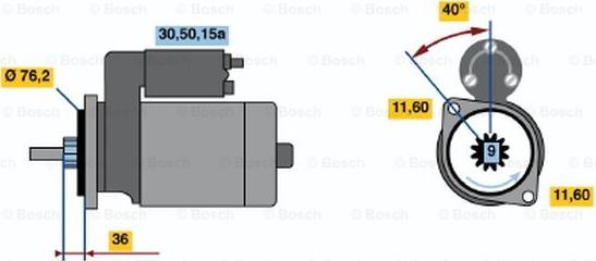 BOSCH 0 986 016 230 - Starter autospares.lv