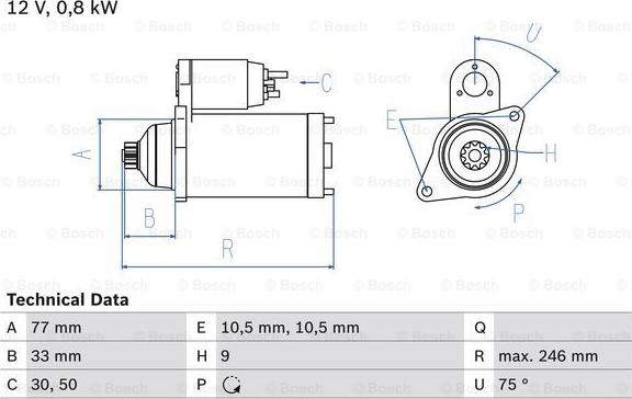 BOSCH 0 986 010 580 - Starter autospares.lv