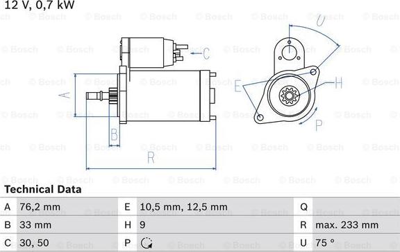 BOSCH 0 986 010 530 - Starter autospares.lv