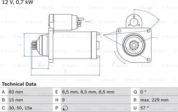 BOSCH 0 986 010 570 - Starter autospares.lv