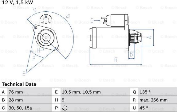 BOSCH 0 986 010 870 - Starter autospares.lv