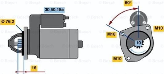 BOSCH 0 986 010 390 - Starter autospares.lv