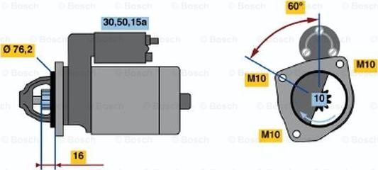 BOSCH 0 986 010 300 - Starter autospares.lv