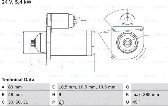 BOSCH 0 986 011 550 - Starter autospares.lv