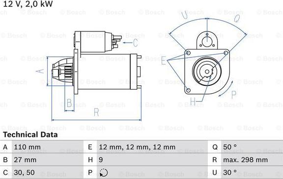 BOSCH 0 986 011 080 - Starter autospares.lv