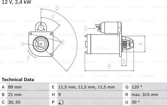 BOSCH 0 986 011 020 - Starter autospares.lv