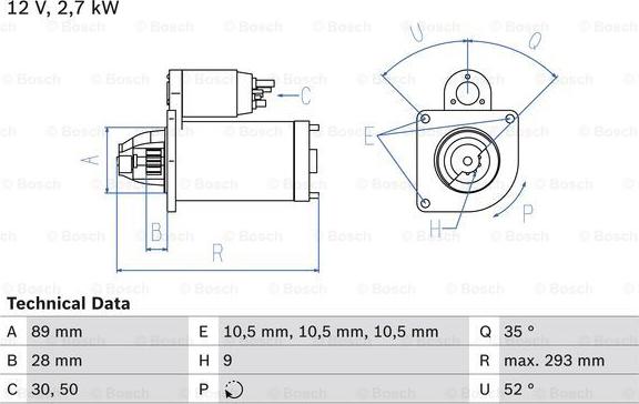 BOSCH 0 986 011 140 - Starter autospares.lv