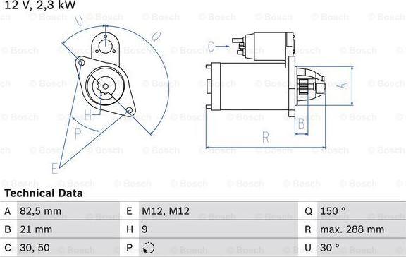 BOSCH 0 986 011 150 - Starter autospares.lv