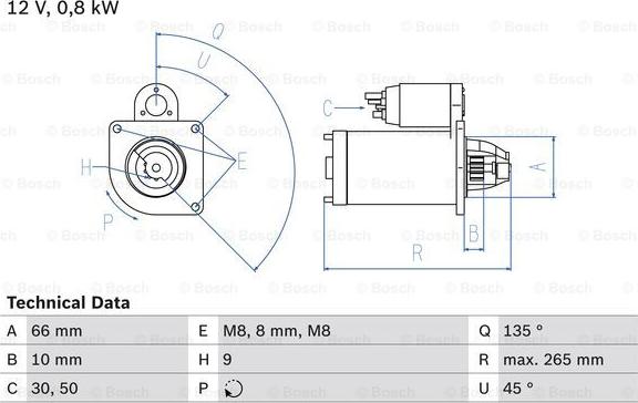 BOSCH 0 986 011 830 - Starter autospares.lv