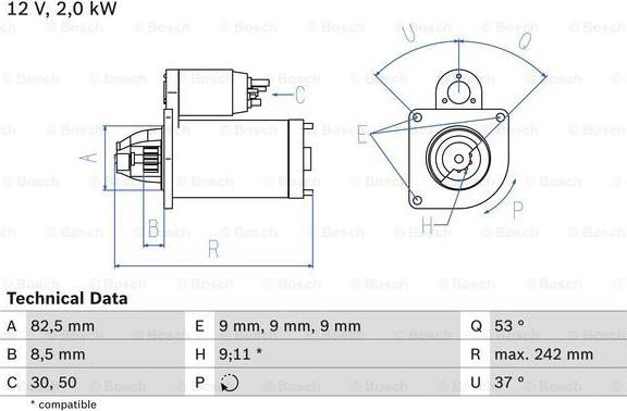 BOSCH 0 986 018 450 - Starter autospares.lv