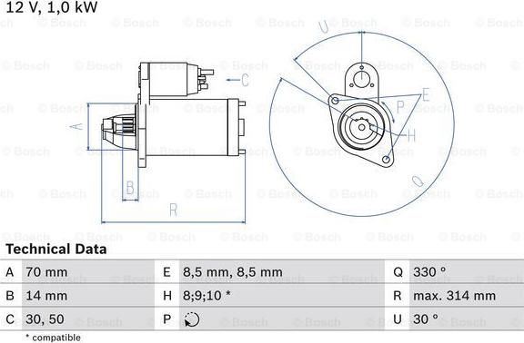 BOSCH 0 986 018 570 - Starter autospares.lv