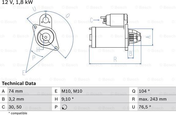 BOSCH 0 986 018 680 - Starter autospares.lv