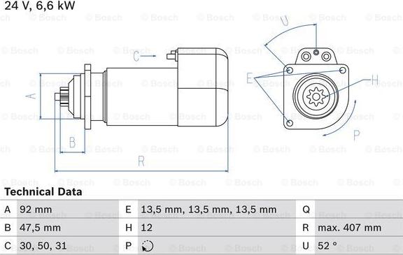 BOSCH 0 986 018 090 - Starter autospares.lv