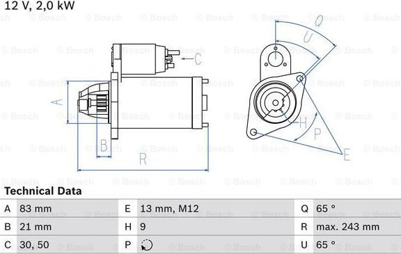 BOSCH 0 986 018 030 - Starter autospares.lv