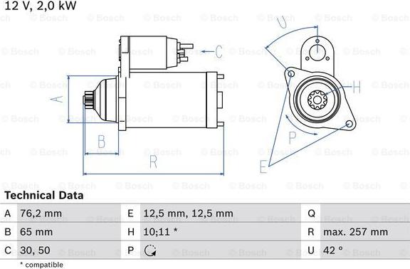 BOSCH 0 986 018 390 - Starter autospares.lv