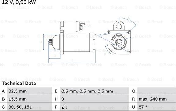 BOSCH 0 986 013 380 - Starter autospares.lv