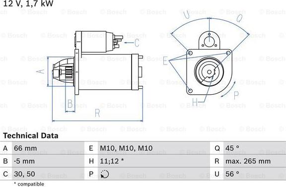 BOSCH 0 986 013 240 - Starter autospares.lv