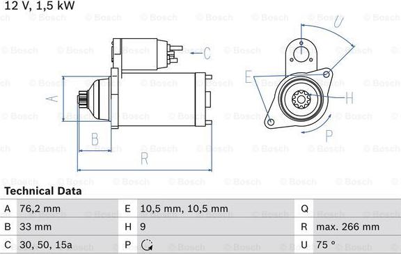 BOSCH 0 986 012 660 - Starter autospares.lv