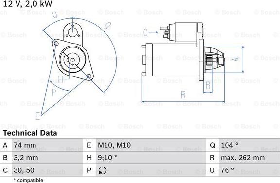 BOSCH 0 986 017 500 - Starter autospares.lv