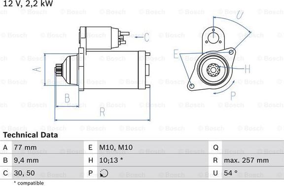 BOSCH 0 986 017 611 - Starter autospares.lv