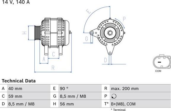 BOSCH 0 986 085 040 - Alternator autospares.lv