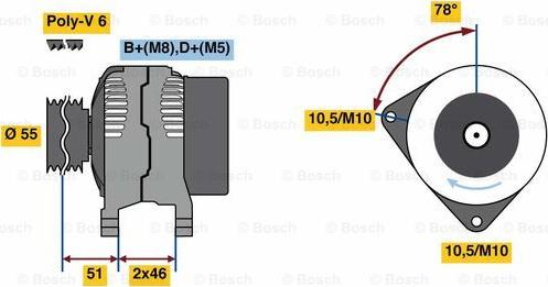 BOSCH 0 986 080 530 - Alternator autospares.lv