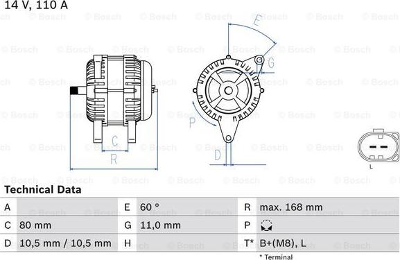 BOSCH 0 986 080 060 - Alternator autospares.lv