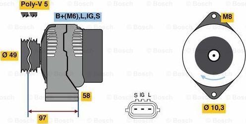 BOSCH 0 986 080 010 - Alternator autospares.lv