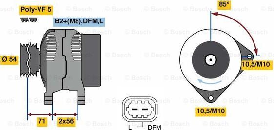 BOSCH 0 986 080 100 - Alternator autospares.lv