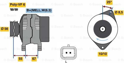 BOSCH 0 986 080 870 - Alternator autospares.lv