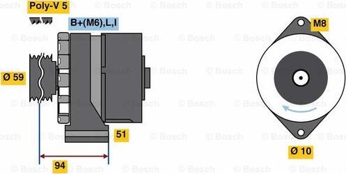 BOSCH 0 986 080 760 - Alternator autospares.lv