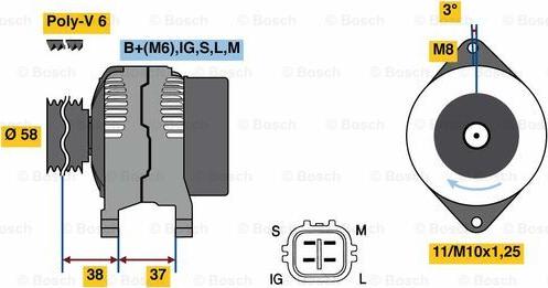 BOSCH 0 986 080 770 - Alternator autospares.lv