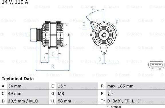 BOSCH 0 986 083 550 - Alternator autospares.lv