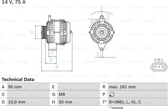 BOSCH 0 986 082 900 - Alternator autospares.lv