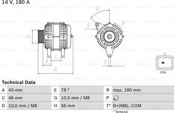 BOSCH 0 986 082 510 - Alternator autospares.lv