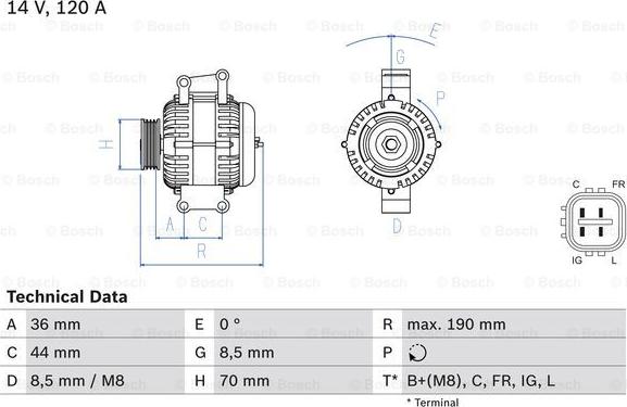 BOSCH 0 986 082 050 - Alternator autospares.lv