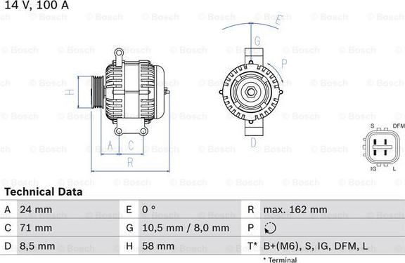 BOSCH 0 986 082 080 - Alternator autospares.lv