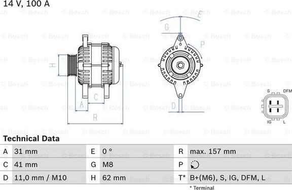 BOSCH 0 986 082 020 - Alternator autospares.lv