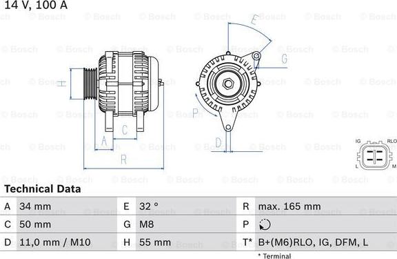 BOSCH 0 986 082 350 - Alternator autospares.lv