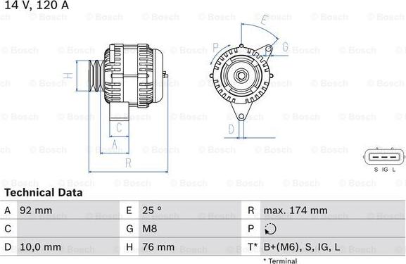 BOSCH 0 986 082 780 - Alternator autospares.lv