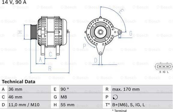 BOSCH 0 986 082 770 - Alternator autospares.lv