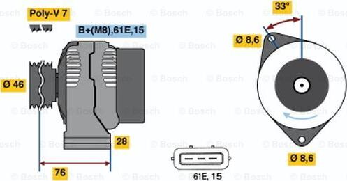 BOSCH 0 986 039 650 - Alternator autospares.lv