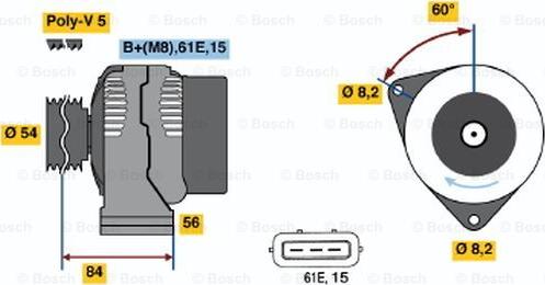 BOSCH 0 986 039 831 - Alternator autospares.lv