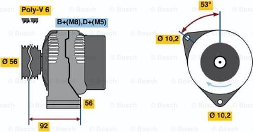 BOSCH 0 986 039 780 - Alternator autospares.lv