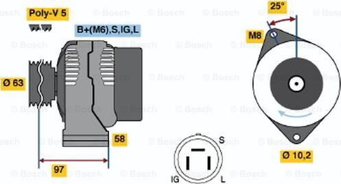 BOSCH 0 986 038 421 - Alternator autospares.lv