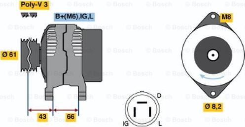 BOSCH 0 986 038 471 - Alternator autospares.lv