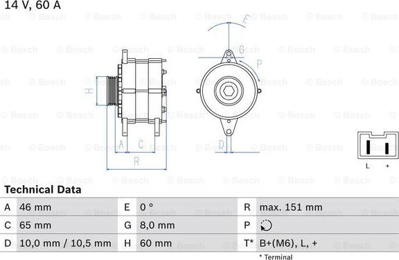 BOSCH 0 986 038 851 - Alternator autospares.lv