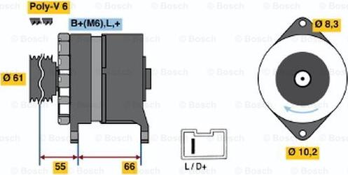 BOSCH 0 986 038 861 - Alternator autospares.lv